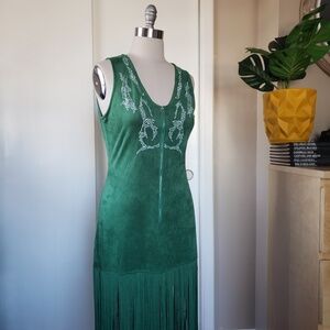 Western Style Faux Suede Fringe Dress Size Large NEW!